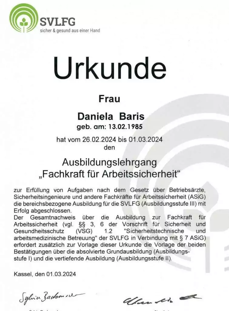 Fachkunde SVLFG