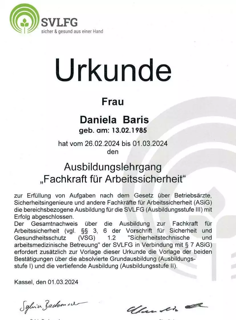 Fachkunde SVLFG