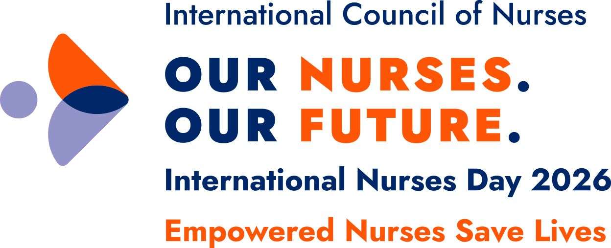 ICN Logo 2026: Our Nurses. Our Future. Empowered Nurses Save Lives.
