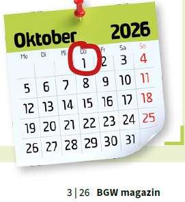 Kalenderblatt Oktober mit eingekreister 1 als Beginn der Anmeldung für die Unternehmerschulung und weitere.